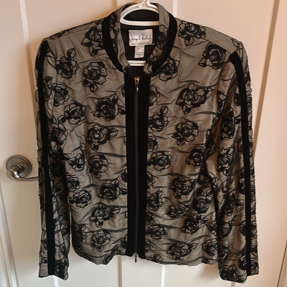 Joseph Ribkoff Rosette Zip Up Lightweight Jacket, Size 10 - Picture 11 of 13